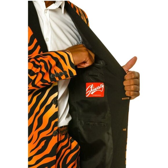 Shinesty The Make Them Purr Tiger Print Suit Statement Piece Size 38/31/32 - Picture 9 of 16